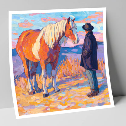 Golden Hour Harmony horse & rider art print