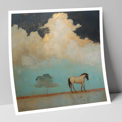 Beneath the Gilded Cloud horse landscape art print