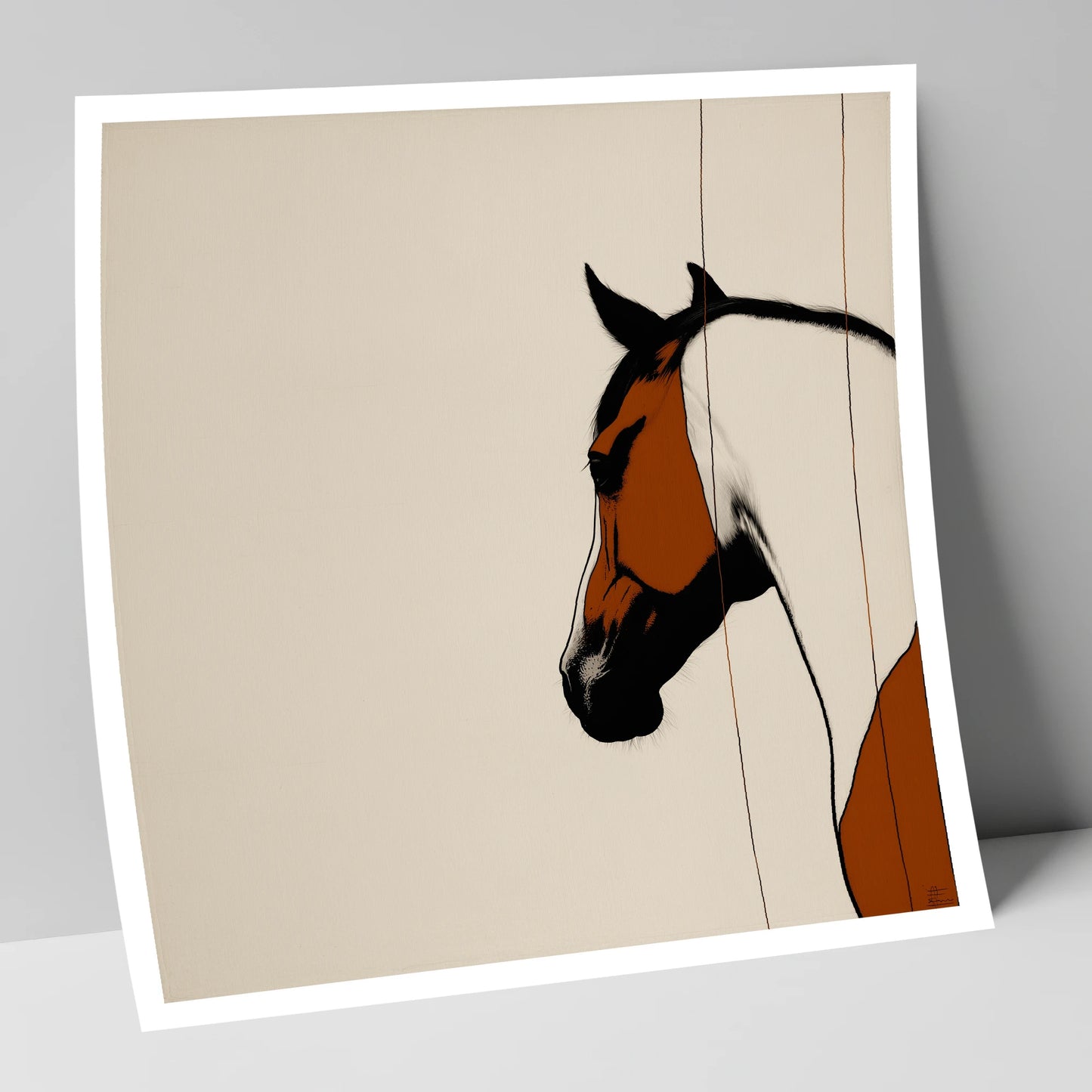 Minimalist Chestnut Silhouette horse portrait art print