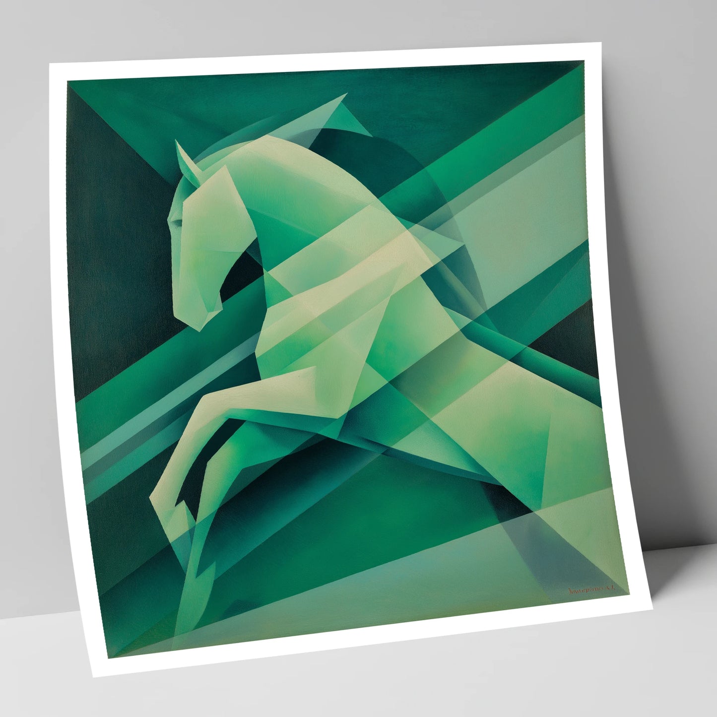 Emerald Geometric Leap show jumping horse art print