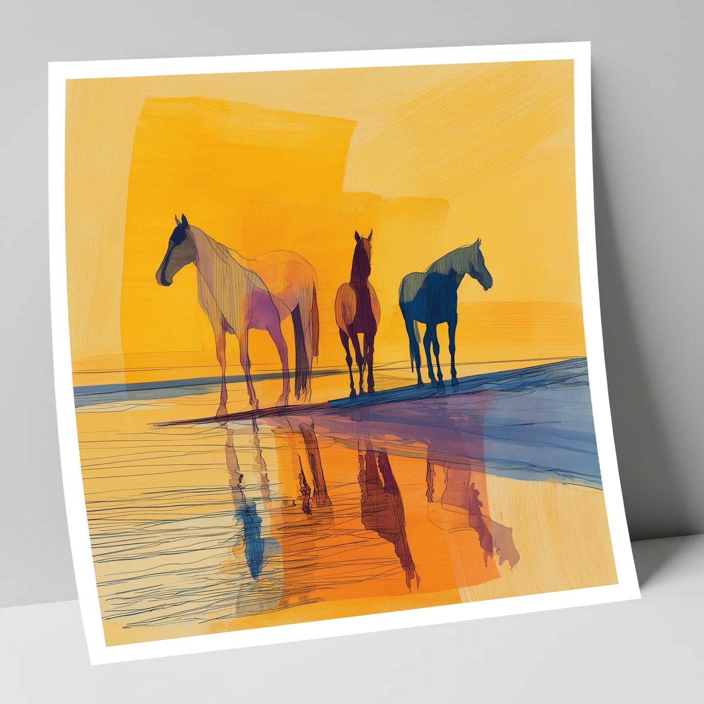 Amber Horizon Horses horse landscape art print