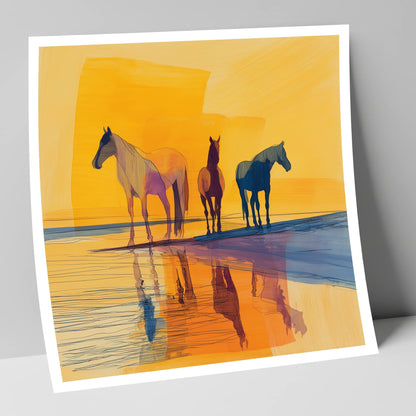 Amber Horizon Horses horse landscape art print