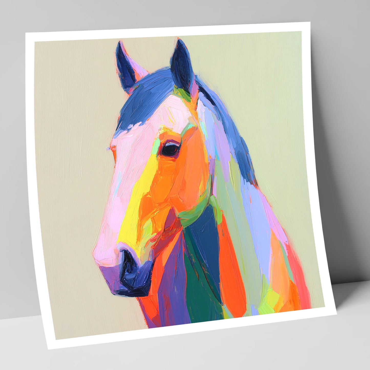 Vivid Technicolour Spirit horse portrait art print