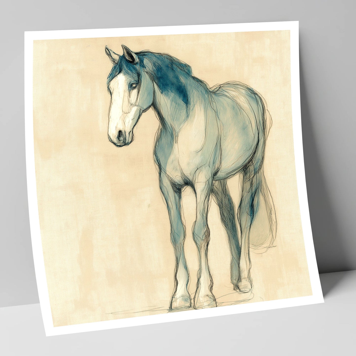 Azure Equine Sketch horse portrait art print