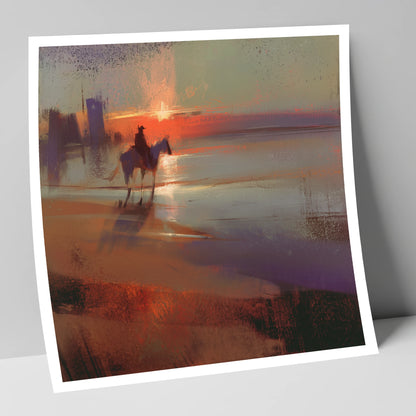 Crimson Horizon Ride horse landscape art print