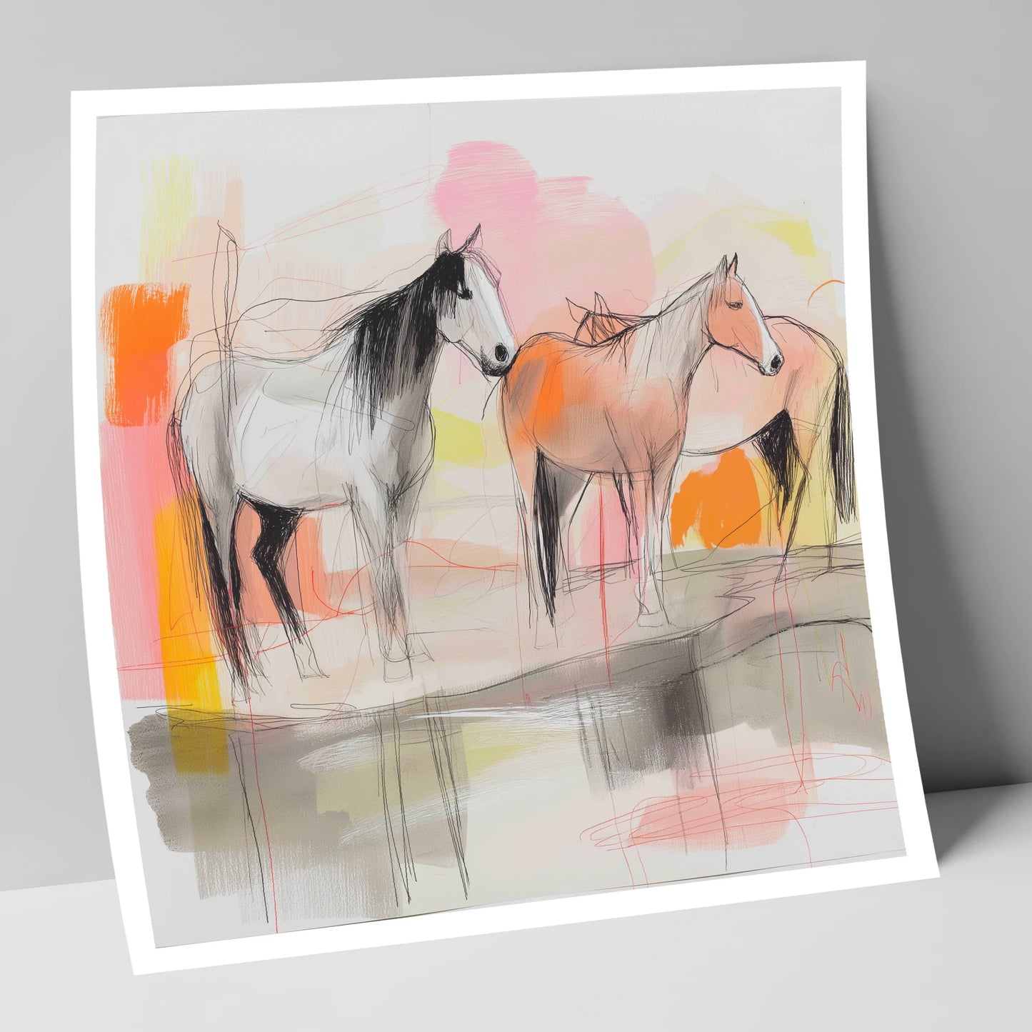 Sunset Harmony on the Plains wild horses art print