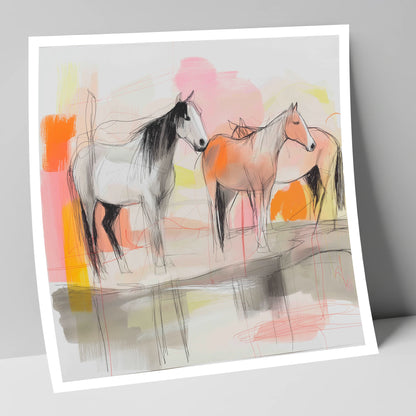Sunset Harmony on the Plains wild horses art print