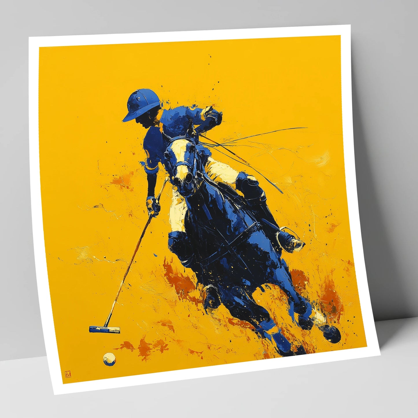 Indigo Chukka Strike polo horse art print