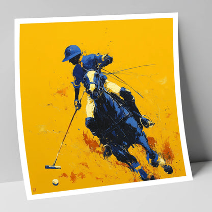 Indigo Chukka Strike polo horse art print