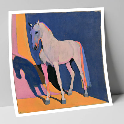 Colourful Grey Horse And Shadow horse breed art print