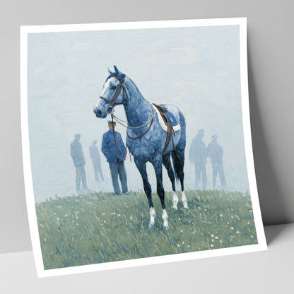 Waiting in the Mist racing horse art print