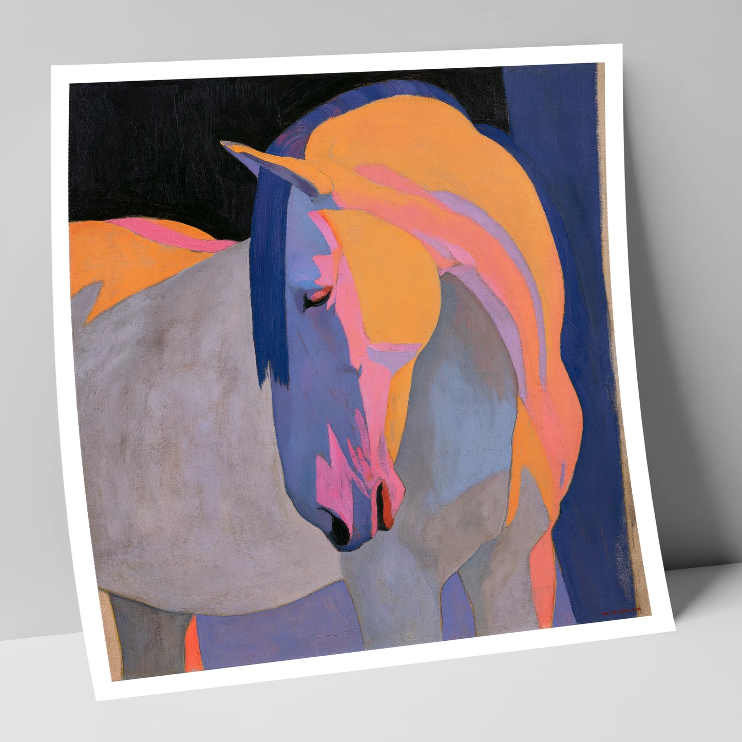 Colourful Painted Grey Horse horse breed art print