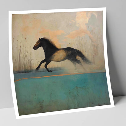 Gilded Horizon Canter horse landscape art print