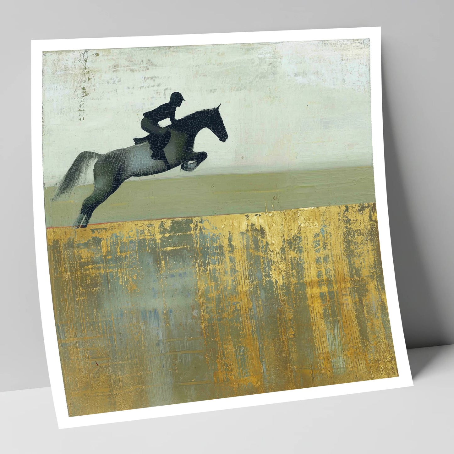 Golden Momentum show jumping horse art print