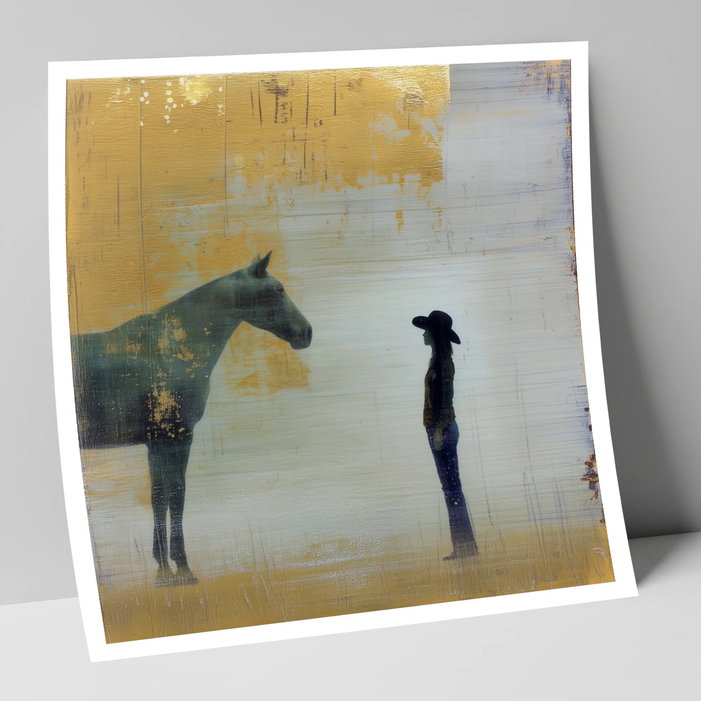 Golden Western Silhouette western horse art print