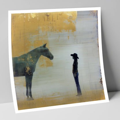 Golden Western Silhouette western horse art print