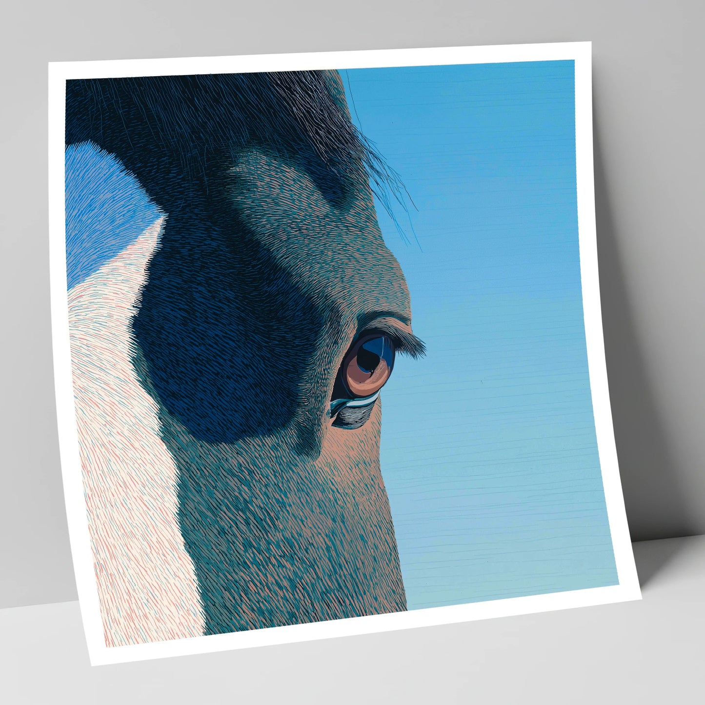 Stillness in Blue horse portrait art print