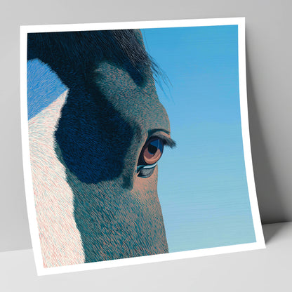 Stillness in Blue horse portrait art print