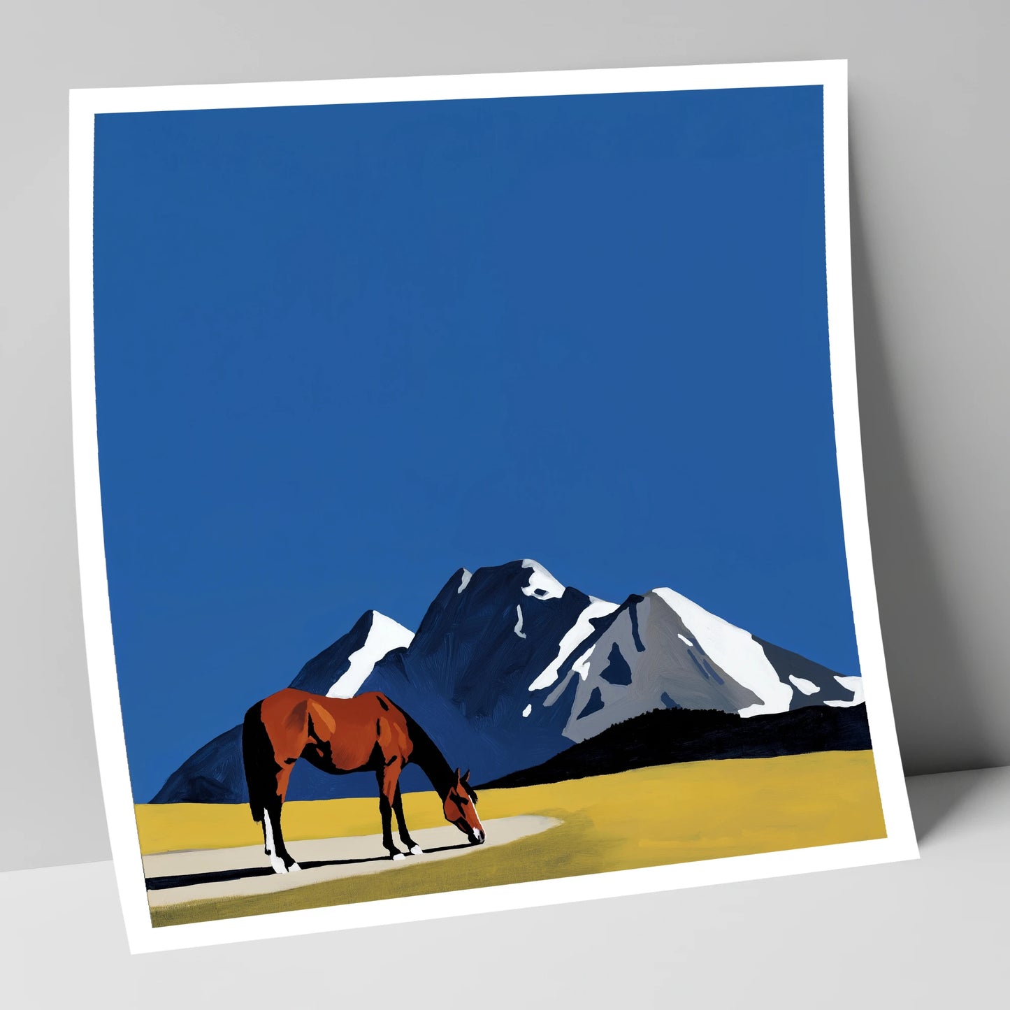 Majestic Mountain Grazing horse landscape art print