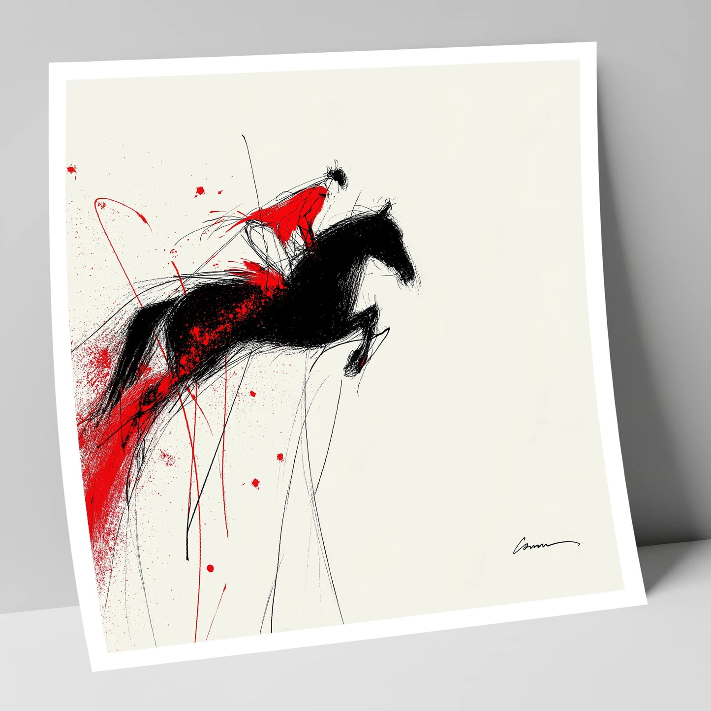 Crimson Flight show jumping horse art print