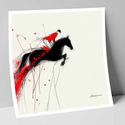 Crimson Flight show jumping horse art print