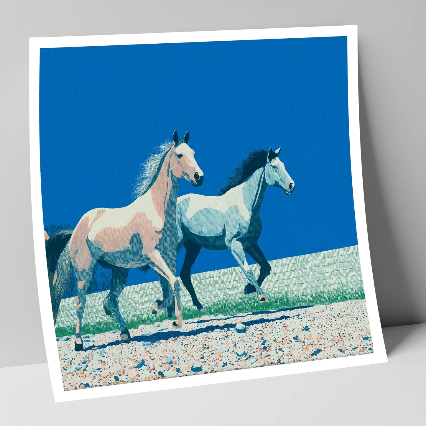 Azure Horizon Strides wild horses art print