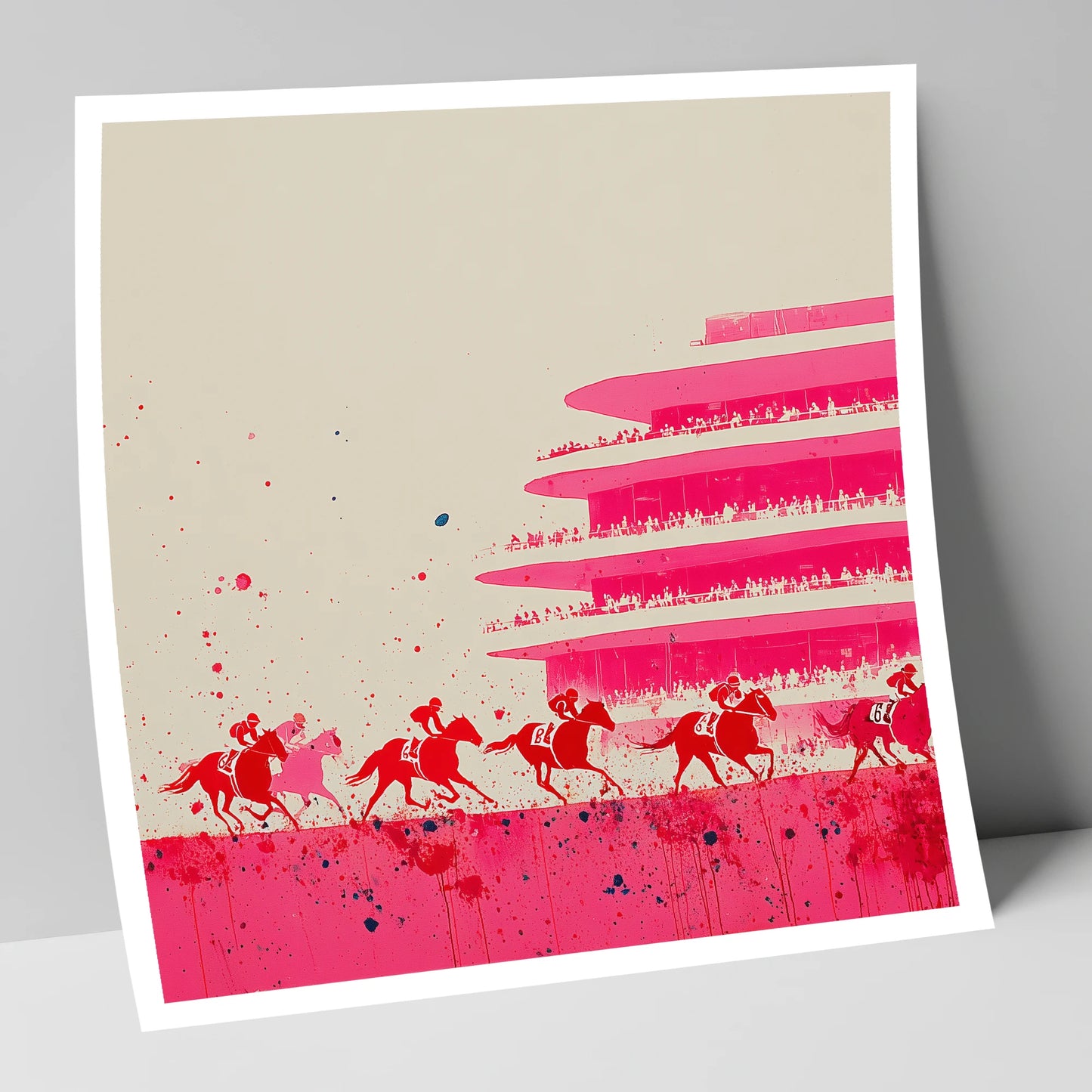Magenta Grandstand Sprint racing horse art print
