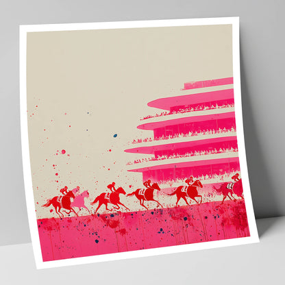 Magenta Grandstand Sprint racing horse art print