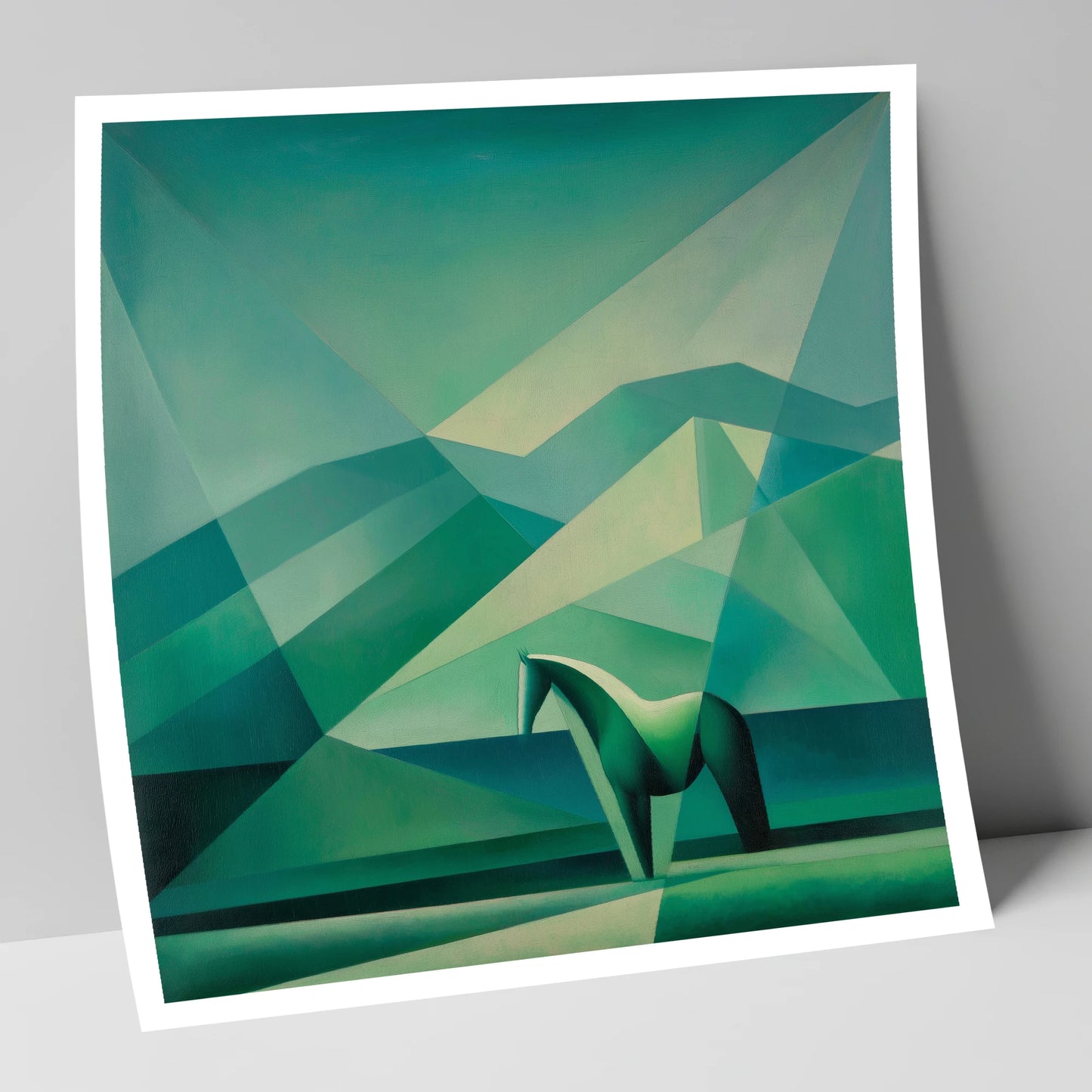 Emerald Equine Geometry horse landscape art print