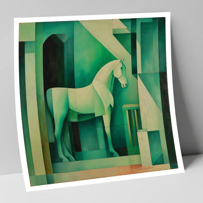 Emerald Stall Geometry horse stable art print