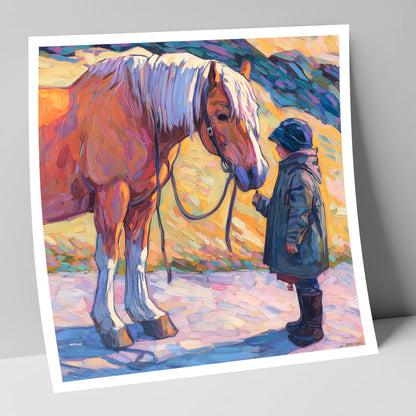 A Gentle Exchange horse & rider art print