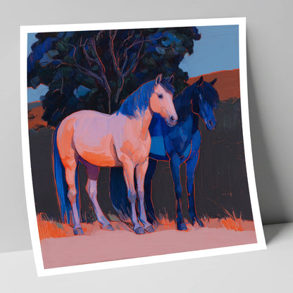 Contrasting Companions horse landscape art print