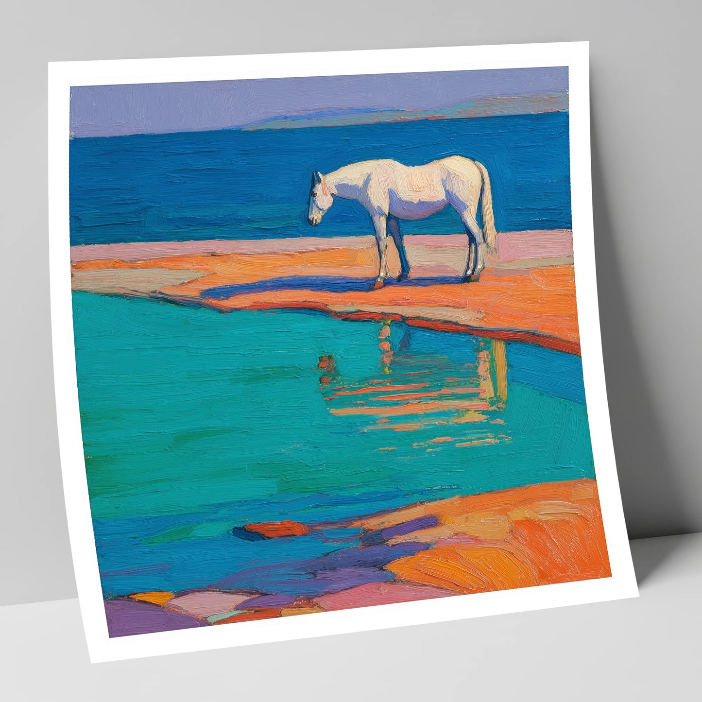 Turquoise Tide Reflections beach horse art print