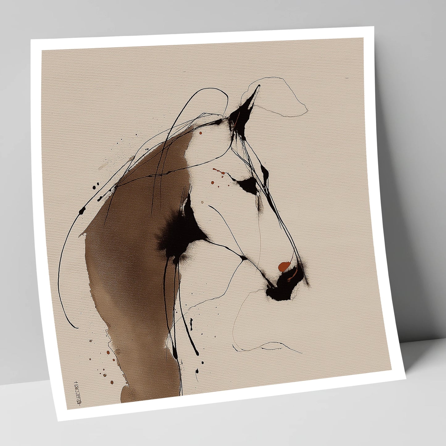 Fluid Sepia Profile horse portrait art print