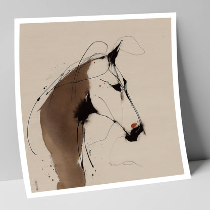 Fluid Sepia Profile horse portrait art print