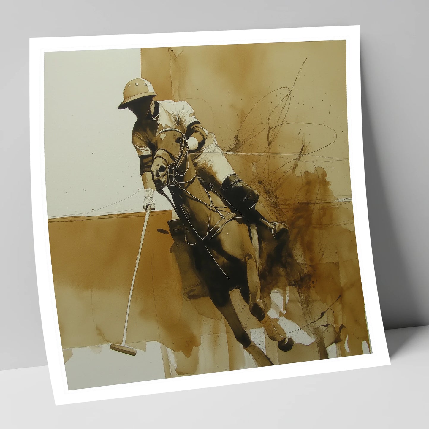 Sepia Polo Momentum polo horse art print