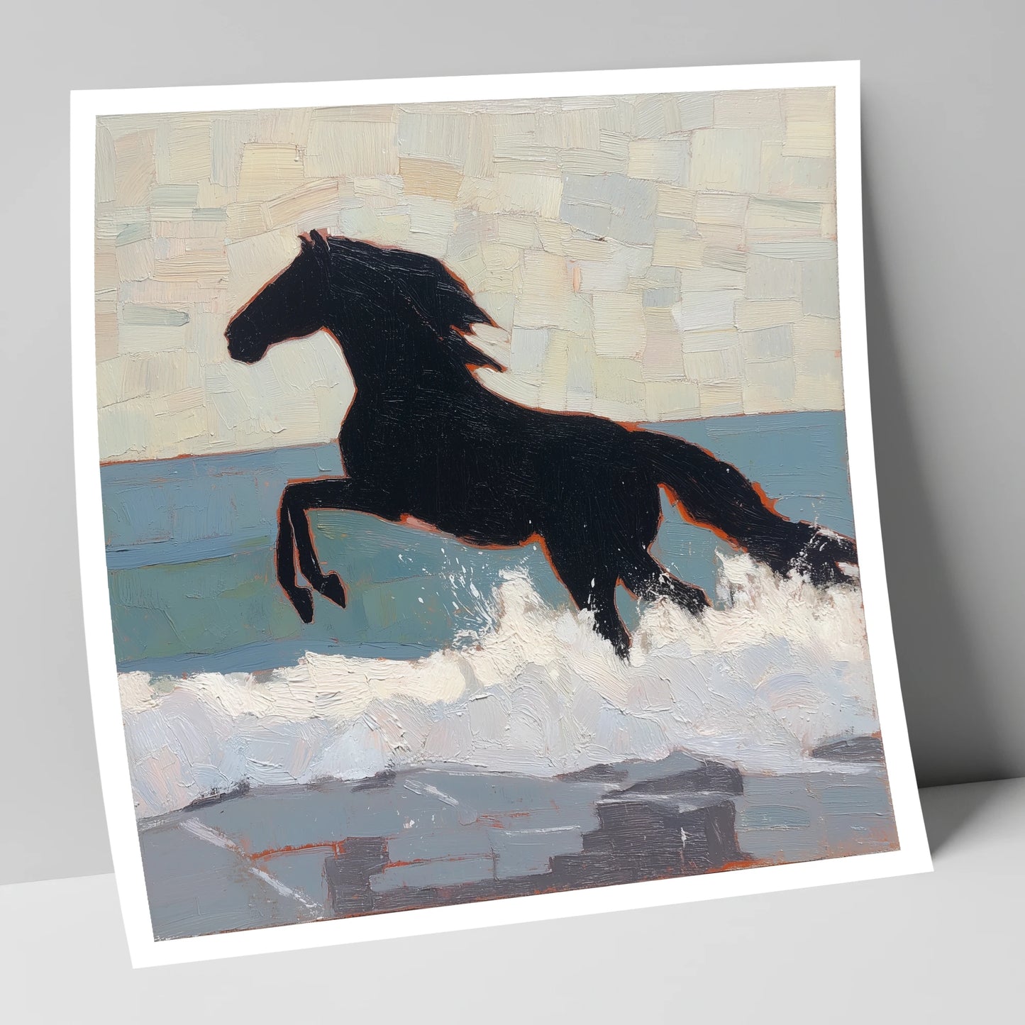 Surf Breaker Silhouette beach horse art print