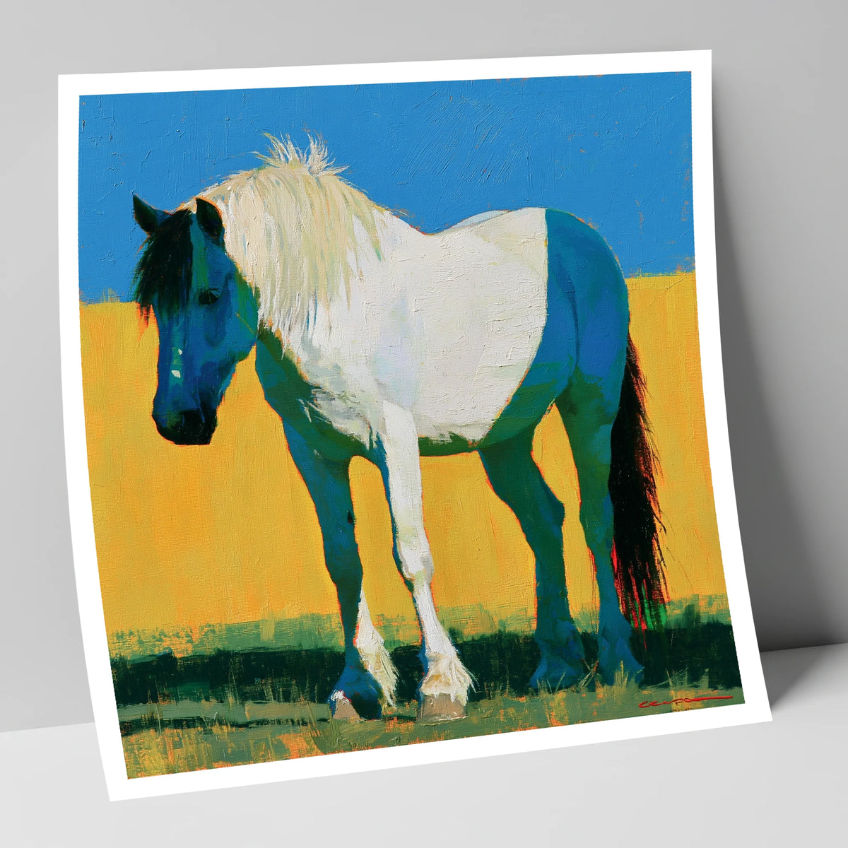 Bold Blue and White Cob horse breed art print