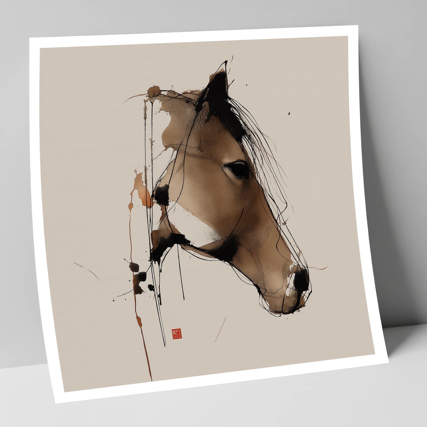 Dynamic Sepia Equine Profile horse portrait art print