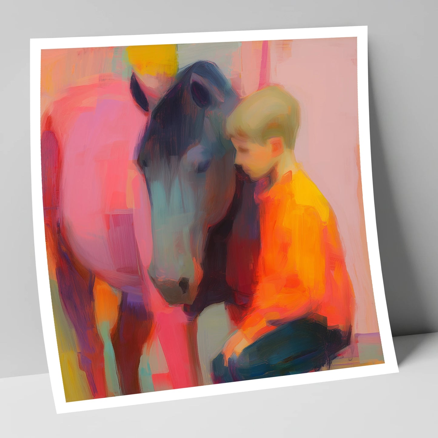 Vibrant Embrace horse & rider art print