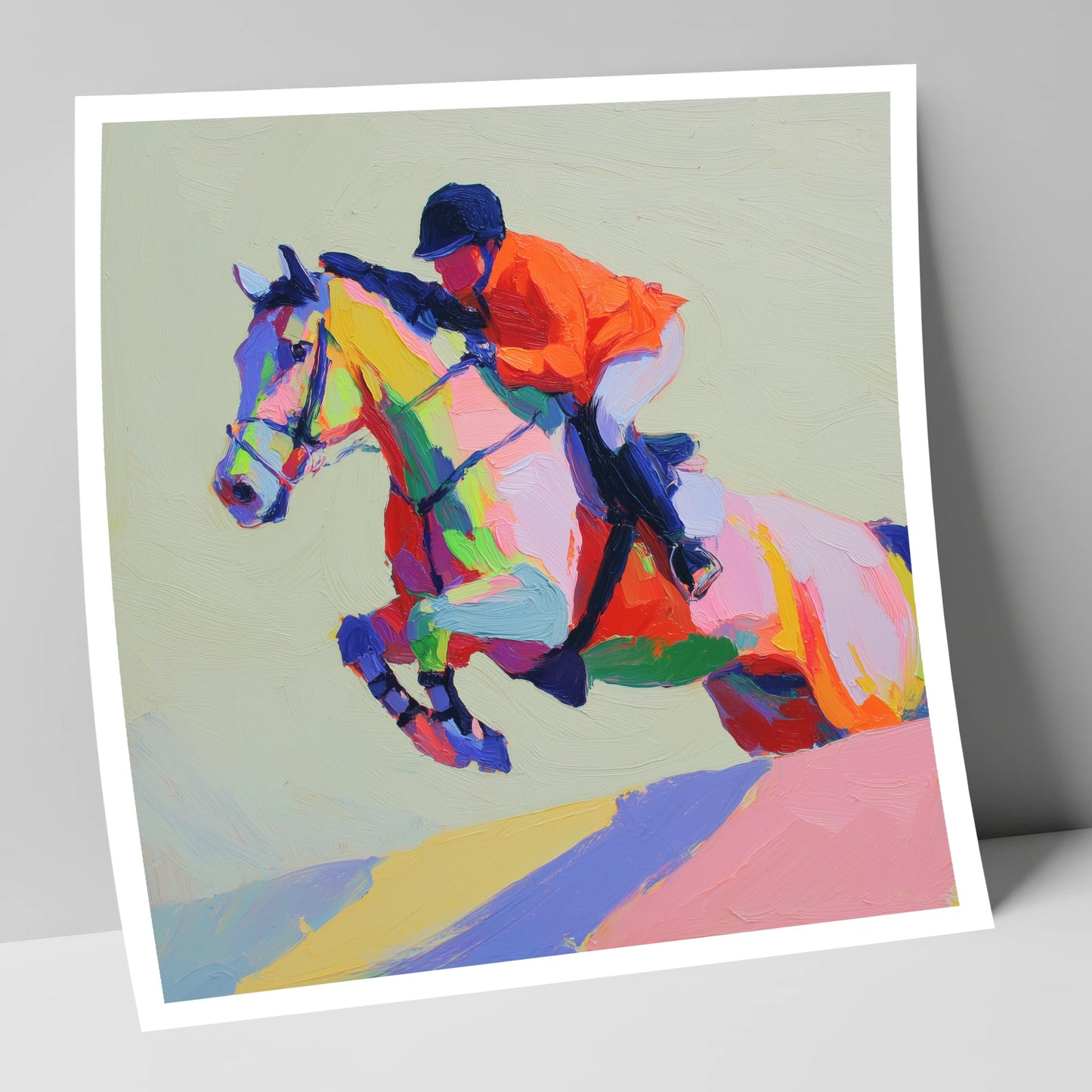 Technicolour Flight show jumping horse art print