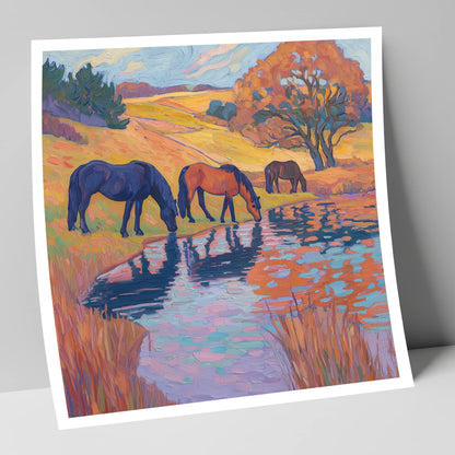 Painted Pasture Reflections horse landscape art print