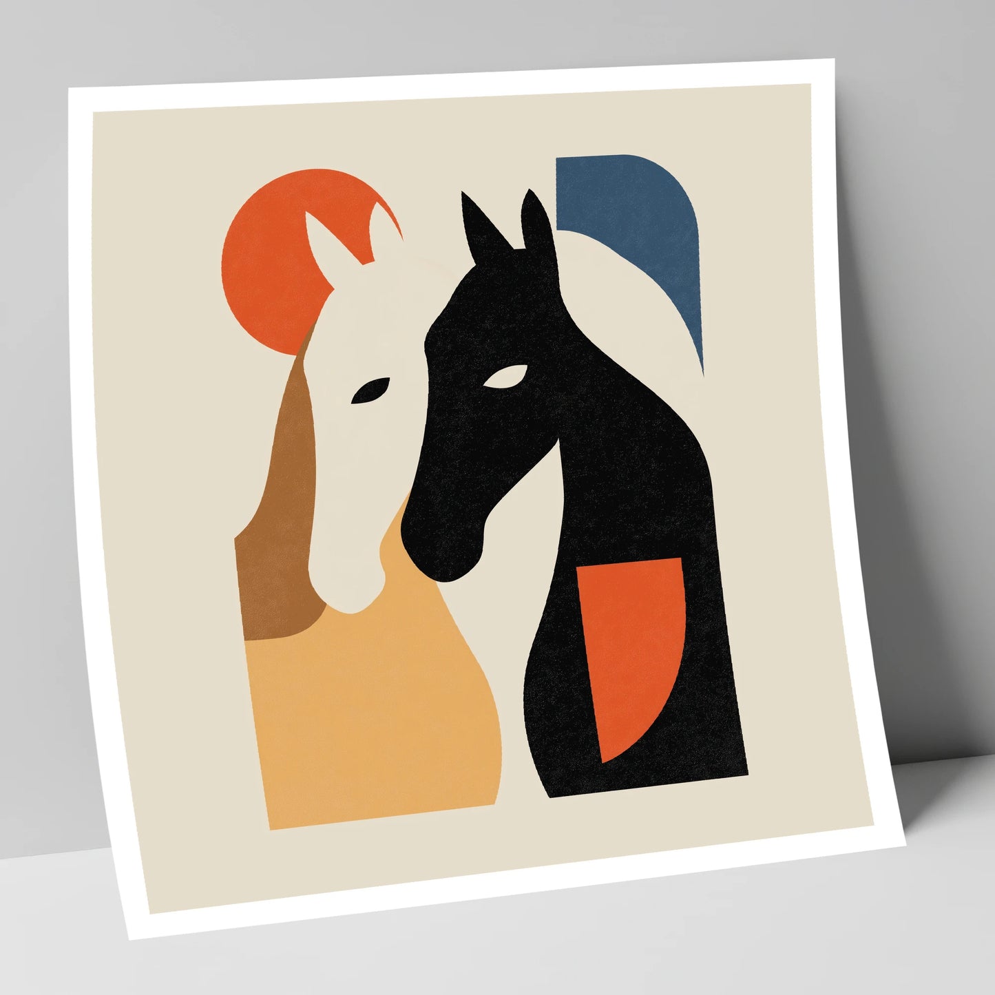 Modernist Equine Embrace horse portrait art print
