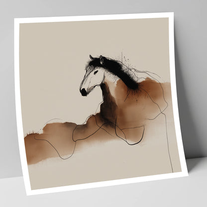 Fluid Sepia Profile horse portrait art print
