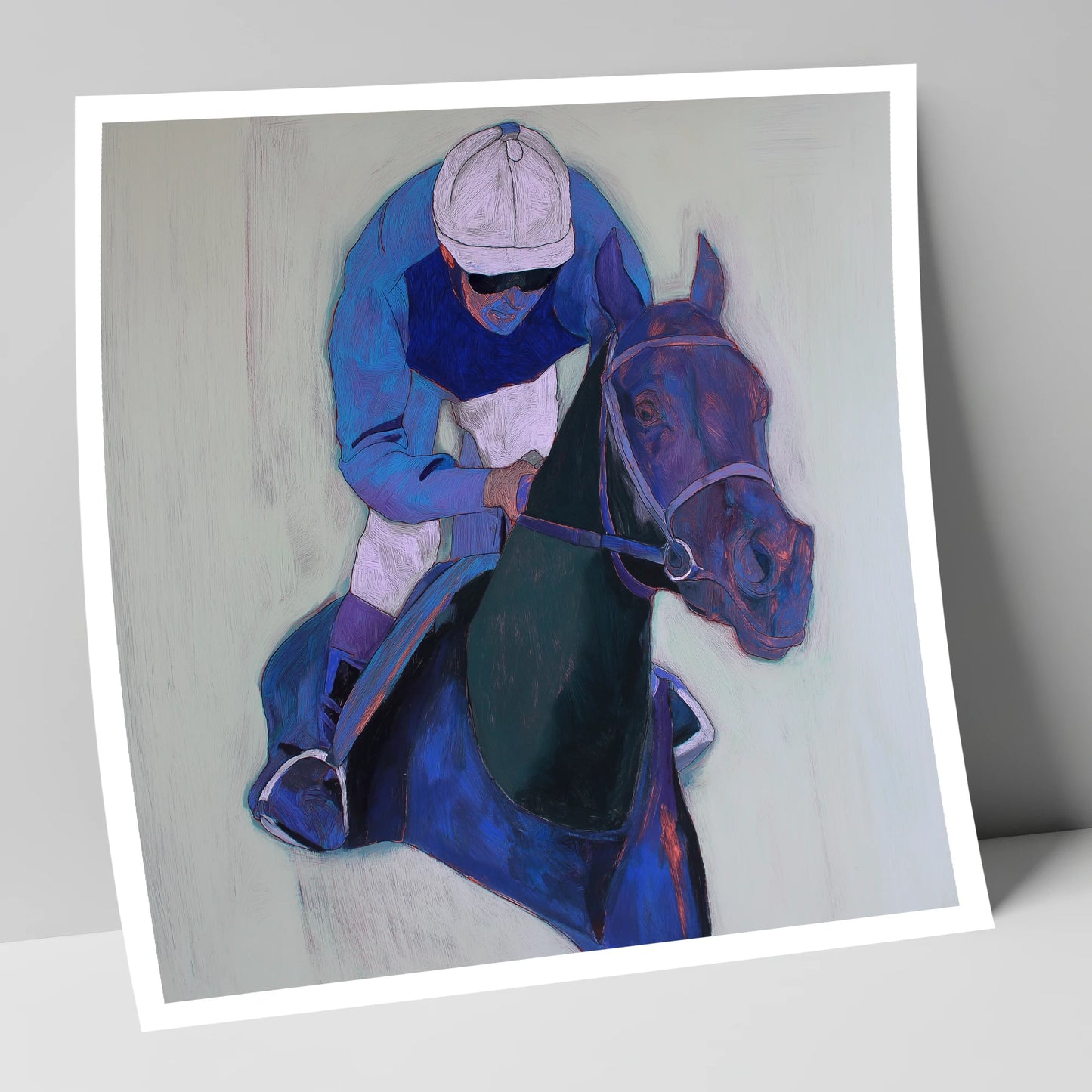 Focused in Blue racing horse art print