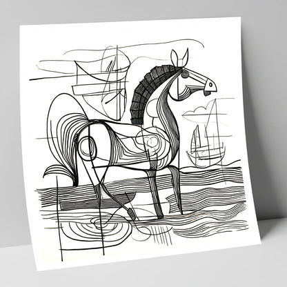 Abstract Coastal Equine beach horse art print