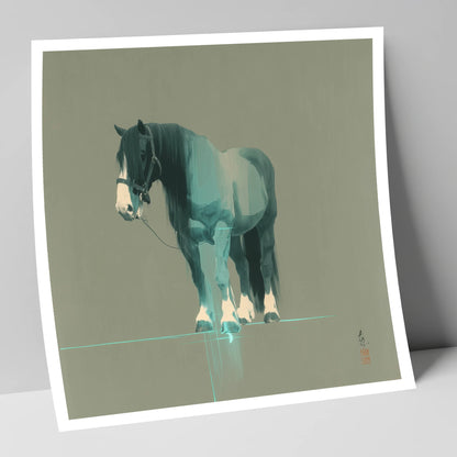 Teal Draught Silhouette horse breed art print