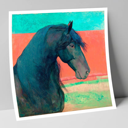 Crimson Horizon Friesian horse breed art print