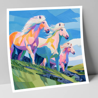 Radiant Hillside Herd horse landscape art print