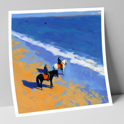 Sunlit Coastal Hack horse landscape art print